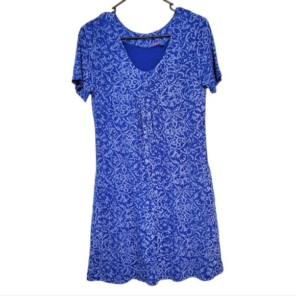 Fresh Produce Blue & White Print Jersey Knit Dress Size XS - Picture 1 of 6